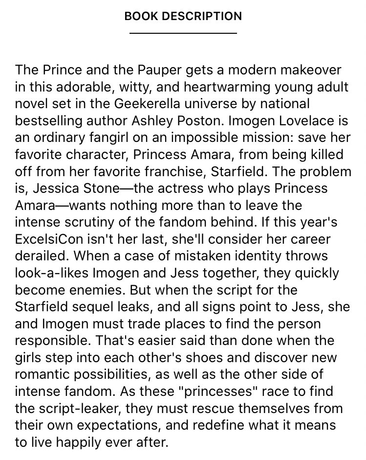 the princess and the fangirl by ashley poston - i love modern fairytale retellings so much god bless- this also has to do with fan culture what a surprise- jessica’s publicist is my spirit animal i will protect him with my life- yes