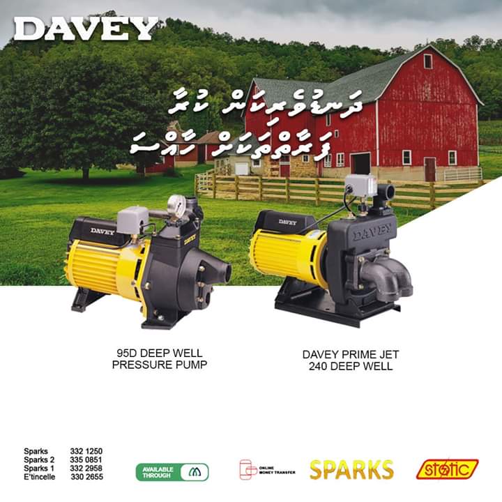 Pump for farmers and producers. 

Original #Davey products available at all #SPARKS Outlets.

#StaticCompany #Static #ElectricProducts #StayHome