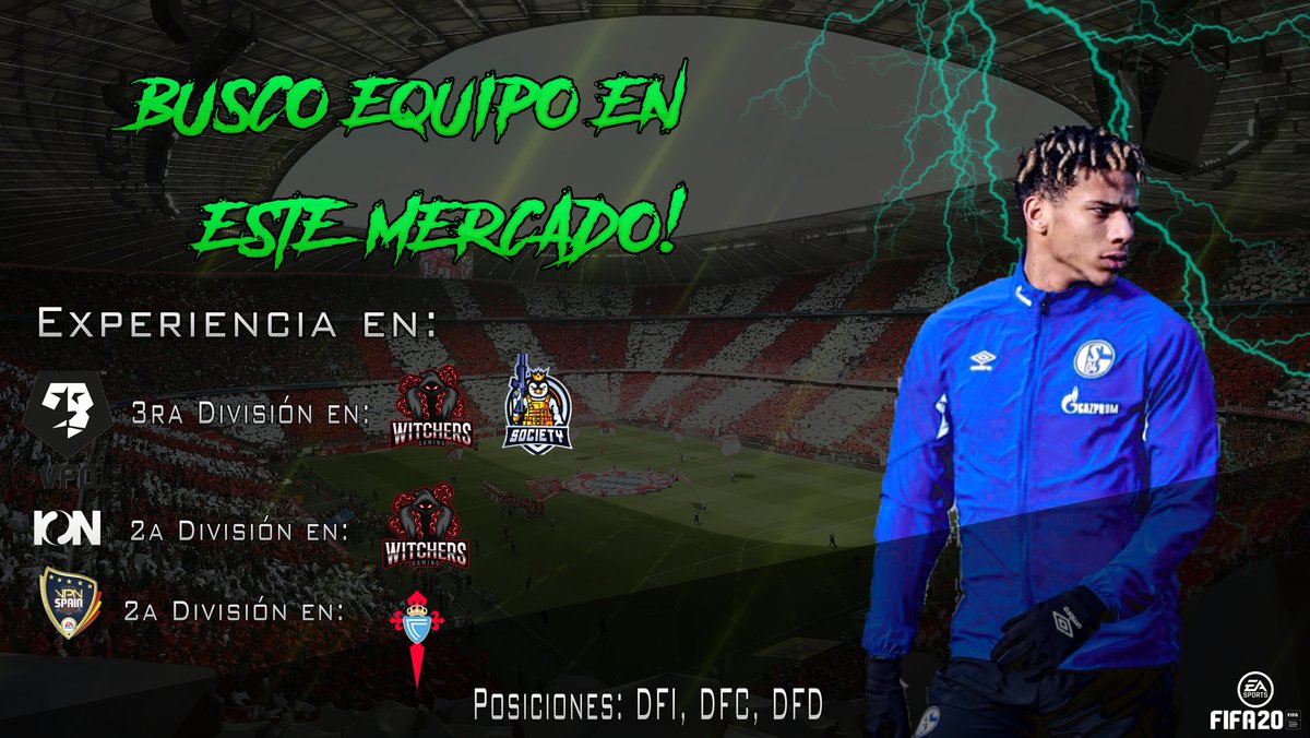 🚨¡Busco club para este mercado!🚨

ℹ DFC, DFI, DFD
ℹ Serio y comprometido
ℹ Disponibilidad de Lunes a Domingos (22:00 - 00:00)
ℹ 🎮 PS4

Experiencia en:
VFO: 3° División (Subcampeón de 3ra A)
ION: 2° División 
VPN: 2° División, 2 ascensos (3a Div > 2a Div > 1a Div)