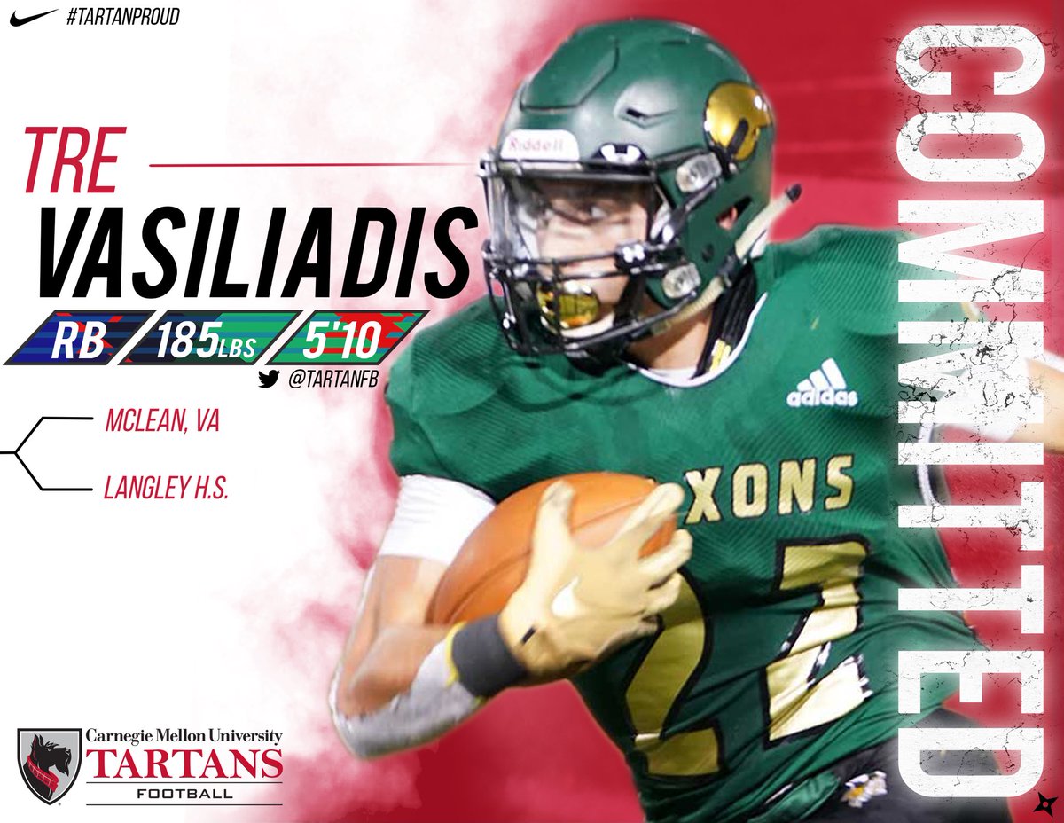 Next we welcome <a href="/Tvas223/">Tre Vasiliadis</a> to the family! Tre comes to us from <a href="/langleysports/">langleysports</a> &amp; will be studying #Business at <a href="/teppercmu/">Tepper CMU</a>! #TartanProud <a href="/tartanathletics/">Carnegie Mellon Athletics</a> <a href="/CarnegieMellon/">Carnegie Mellon University</a>