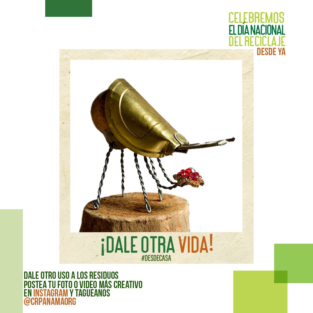 CRPANAMAORG's tweet photo. BUENAS NOTICIA 🙌🏻
¡DALE OTRA VIDA! a tus residuos en 🏡 / La creatividad fluye, no dejes de taguearnos x Instagram / Extendimos la hora hasta las 4:00 p.m., sigue posteando tu foto o video ♻️
#DaleOtraVida #DesdeCasa 🏠
#RenovandoElPlaneta
#PorUnPanamáMejor
#PorUnMundoMuchoMejor https://t.co/qChB8W09JN