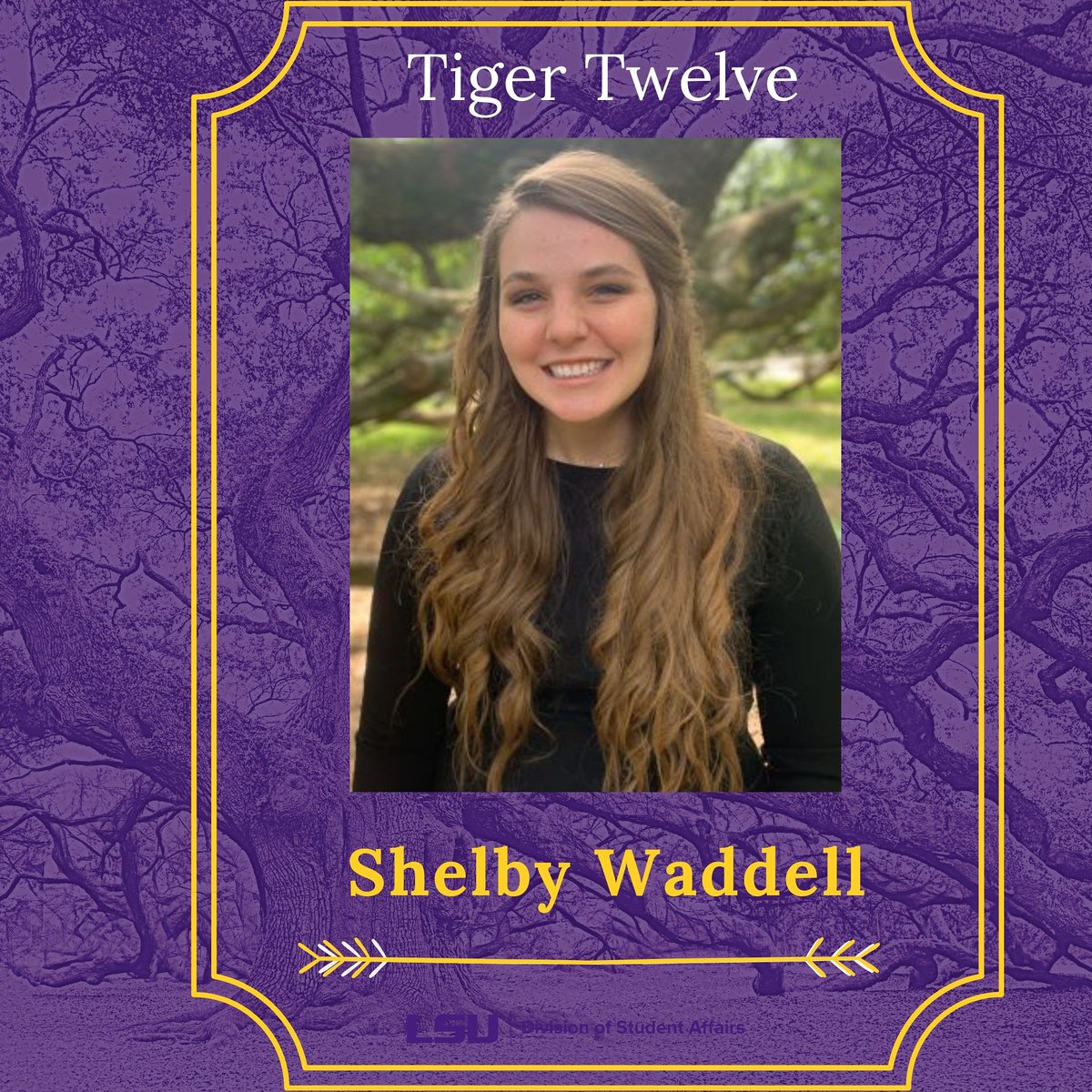 LSUdeanstudents's tweet photo. CONGRATULATIONS to Tiger Twelve - Class of 2020, Shelby Waddell. She is a native of Zachary, LA. Shelby is graduating with a dual degree in Elementary Education and Special Education. To learn more about Shelby visit: https://t.co/khDaeTXTJ5
#ForeverLSU #tigertwelve #lsu20 https://t.co/cPQgLPTpKH