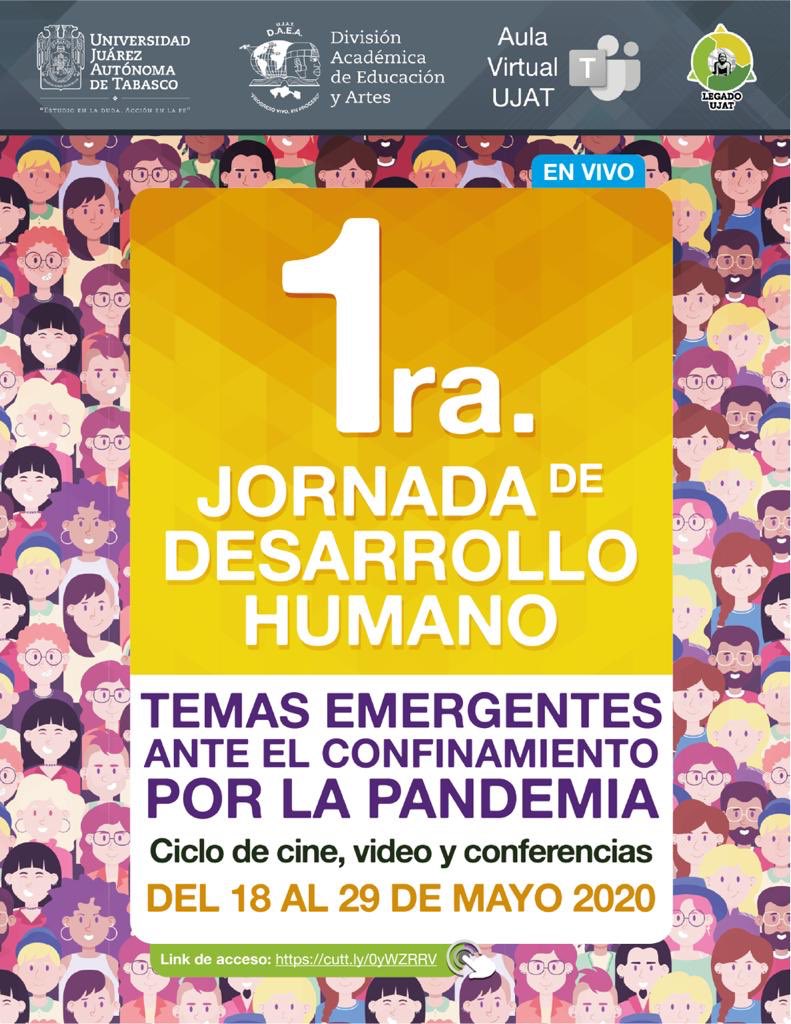 UJAT's tweet photo. Participa en la 1ra Jornada de Desarrollo Humano, del 18 al 29 de mayo 
Link de acceso: https://t.co/CoFOdQHwMc https://t.co/nCoNu6Ir0Y