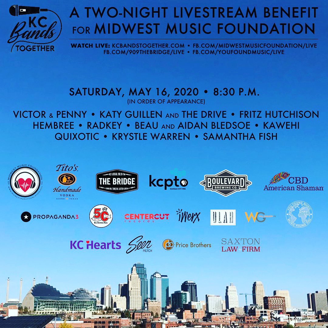 Night two of #KCBandsTogether in support of the <a href="/midwestmusic/">Midwest Music Foundation</a> kicks off at 8:30 pm this evening!