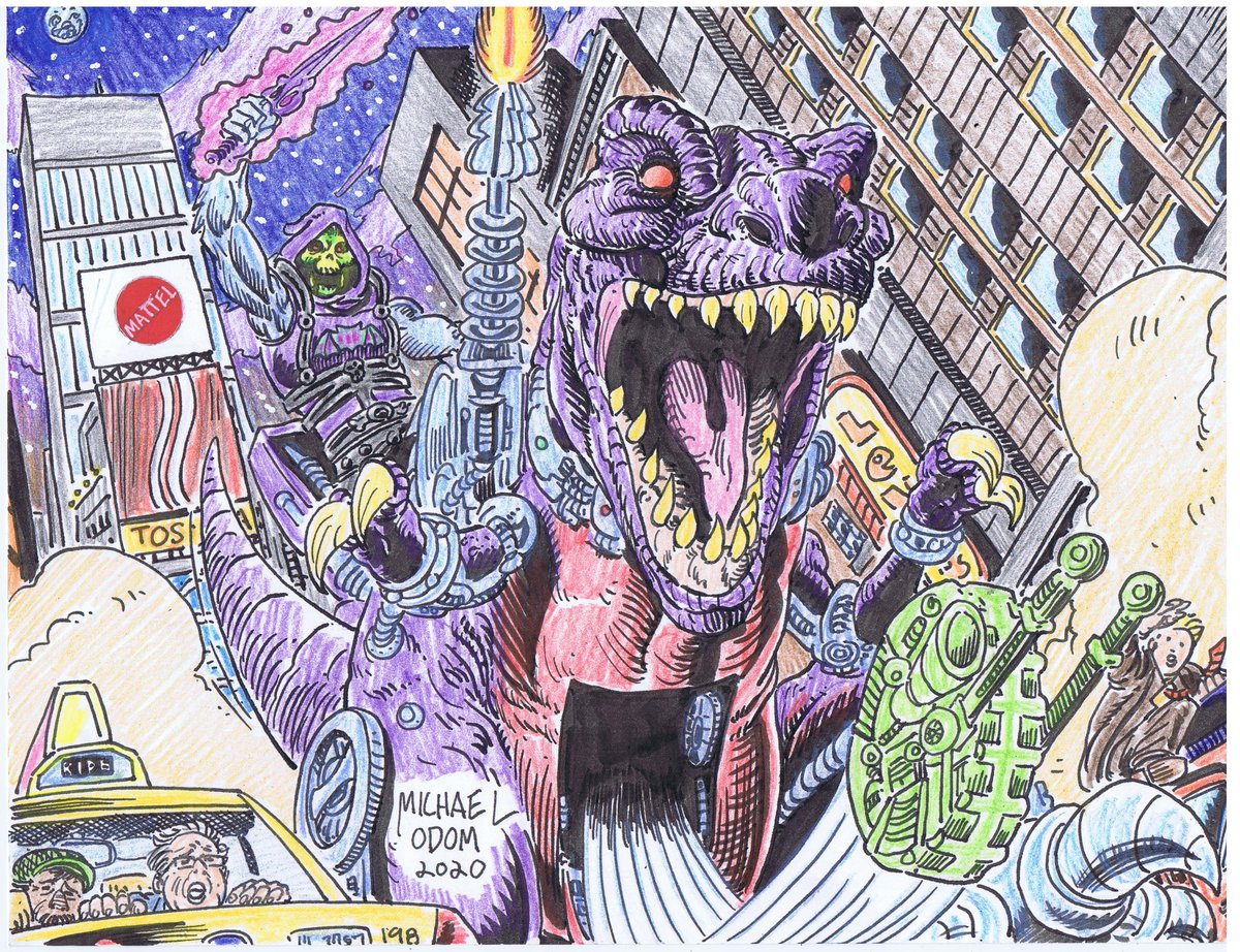 MichaelOdomArt's tweet photo. #tyrantisaurusrex #skeletor #MastersoftheUniverse #motu #motudrawingchallenge #heman #80s #cartoons #toys #mattel #comicart #nyc #timessquare #dinosaur #TRex https://t.co/CkXwbyQ2iC