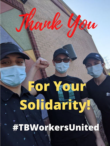 TBWorkersUnited's tweet photo. everyone at the Romeo Michigan shop for uniting together to demand better conditions, the community that poured out support for us and our cause, and our owner for making the moral decision to support workers through this trying time. #TBWorkersUnited (2/2) https://t.co/ckDo3Y9fGw