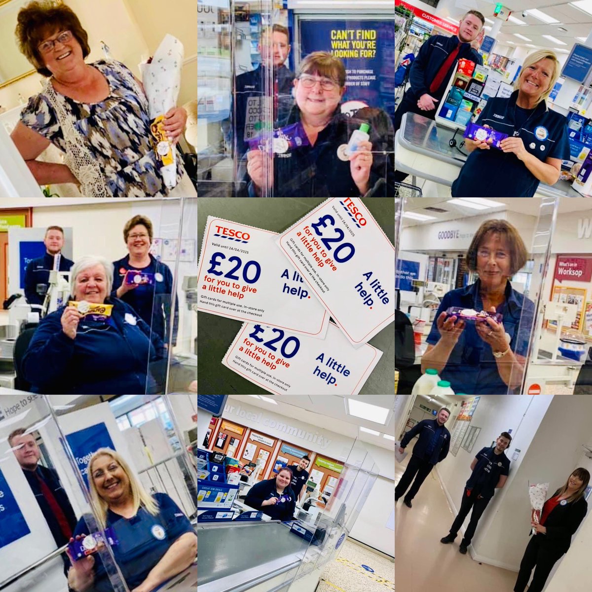 AmyM_Roach's tweet photo. Today we recognised the outstanding difference Beth, Dan and Kieran have made to our colleagues and customers. They used their #littlehelp vouchers to treat their 70+ colleagues to a thank you treat and even surprised me with a lovely thank you🥰 #PassItOn #MakeSomeonesDay @Tesco https://t.co/lKVZIhKpTz