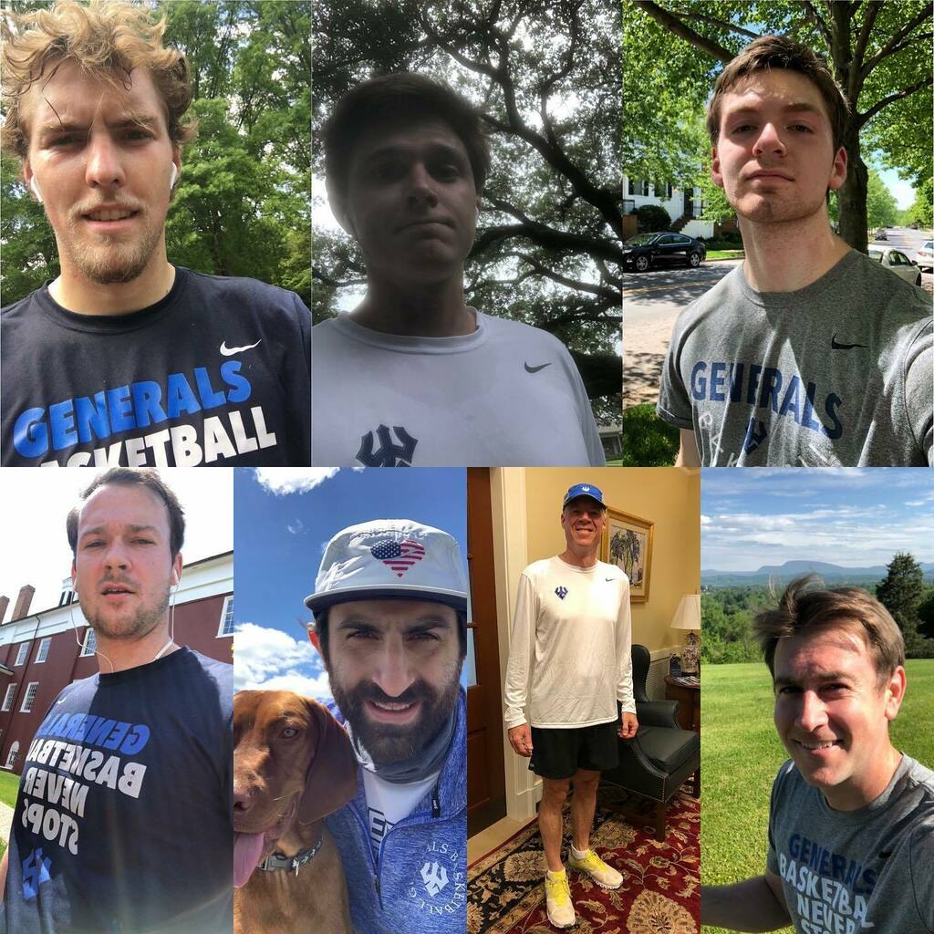 wlu_mbasketball's tweet photo. The #runforrara virtual 5K put on by @generalswlax for @rockbridgerelief
W&L Hoops representing with Curtis Mitchell (โ21), William Brueggeman (โ21), Jack Lewis (โ23), Coach Matt Williams, Jason Cimino (โ11), President Will Dudley, and Coach Chris McHugh (โ09). https://t.co/27R5FxyjGX