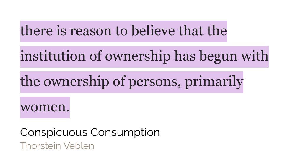 copdeb's tweet image. Creo que esta es una de las ideas más fuertes e interesantes del libro del consumo conspícuo de #Veblen. Es una crítica muy fuerte la que realiza en torno a esto
via @readwiseio
