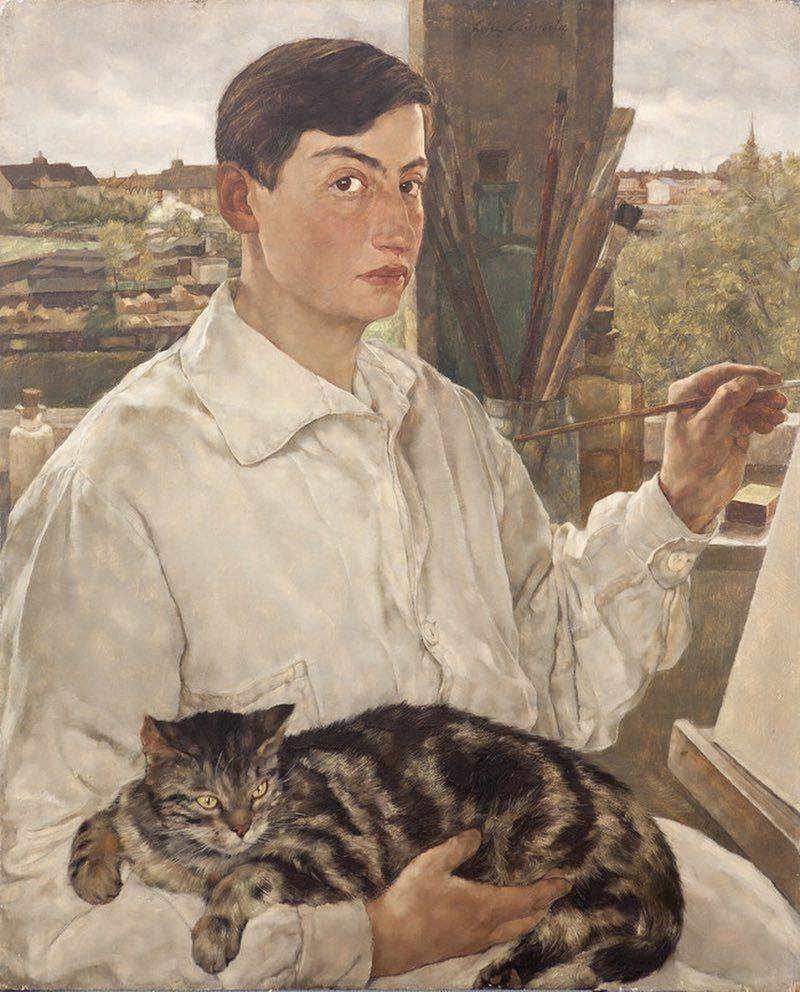 Lotte Laserstein, Self Portrait With a Cat, 1928