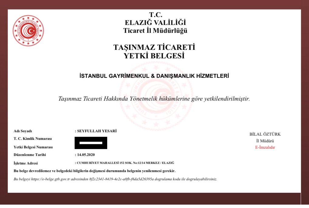 s_yesari's tweet photo. #yetkibelgesi #ttyb #gayrimenkul #emlakveemlakyönetimi #emlak #danismanlik #elazig #tasinmazticaretiyetkibelgesi #istanbulgdh https://t.co/jWGg3I1Rsd