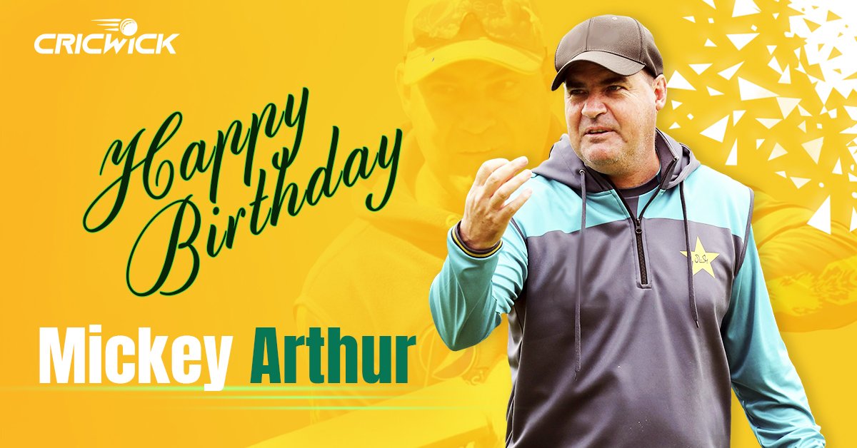 Cricwick's tweet photo. Former Pakistan Head Coach @MickeyArthur2 celebrates his 52nd birthday 🎂
The man who was at the helm when the Greens won that elusive Champions Trophy 🤩
#HBDMickey #CricWick https://t.co/0hnpA7zCHf