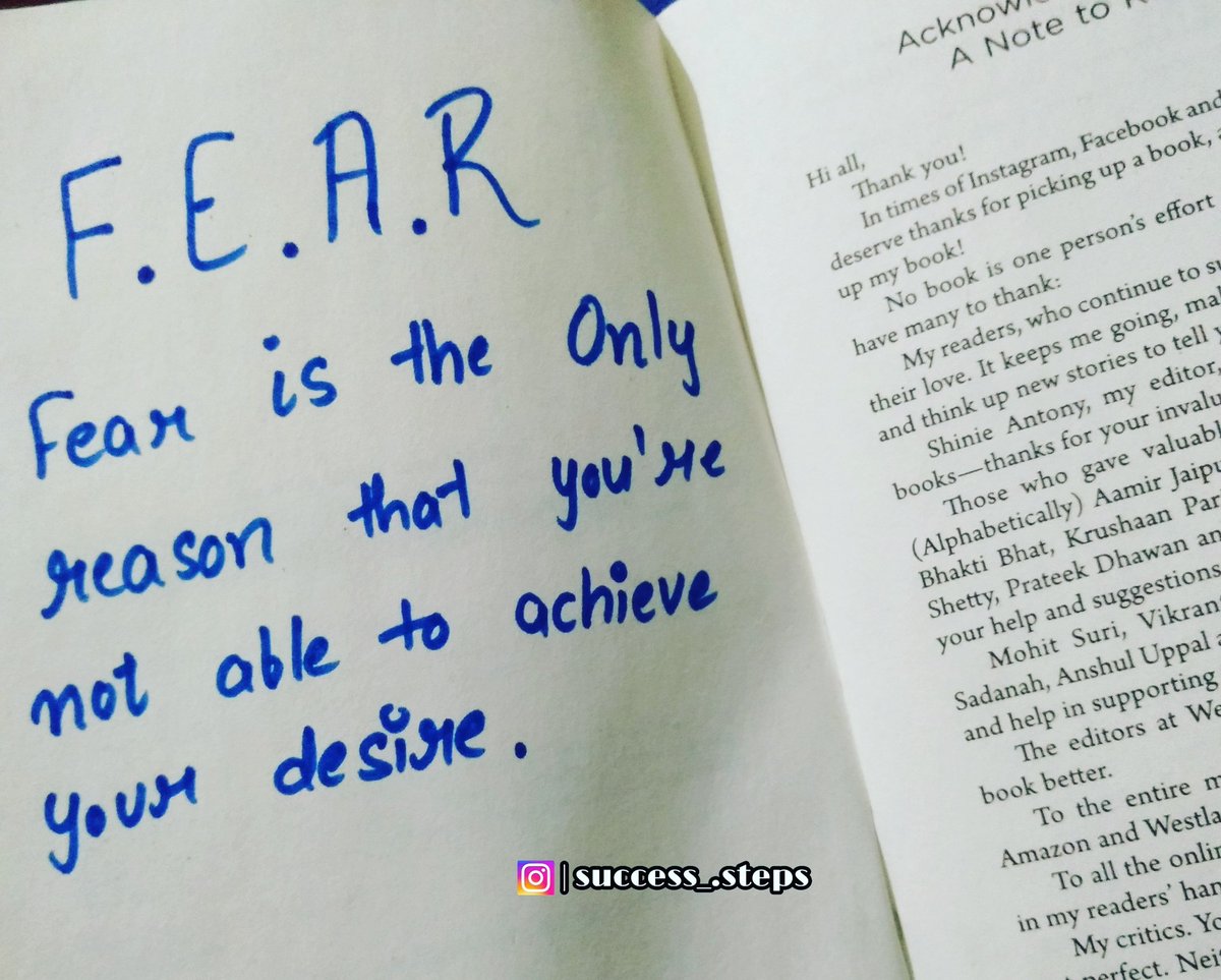 successsteps6's tweet photo. Fear is the reason that you're not able to do anything,your desire, your destination, your target and your power
Let your fear away from you ...
And learn how to face thing without fear ..
Automatically your inner critic will never stop you from anything
#fearless #freedom https://t.co/pqy1f4ZQoq