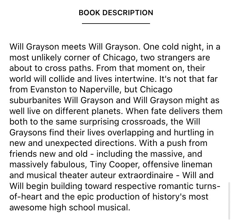 will grayson, will grayson by john green and david levithan - i don’t usually vibe with john green but i really liked this one actually - tiny cooper is my spirit animal he is amazing- the only bad thing is the constant confusion i felt because i never knew who was who 