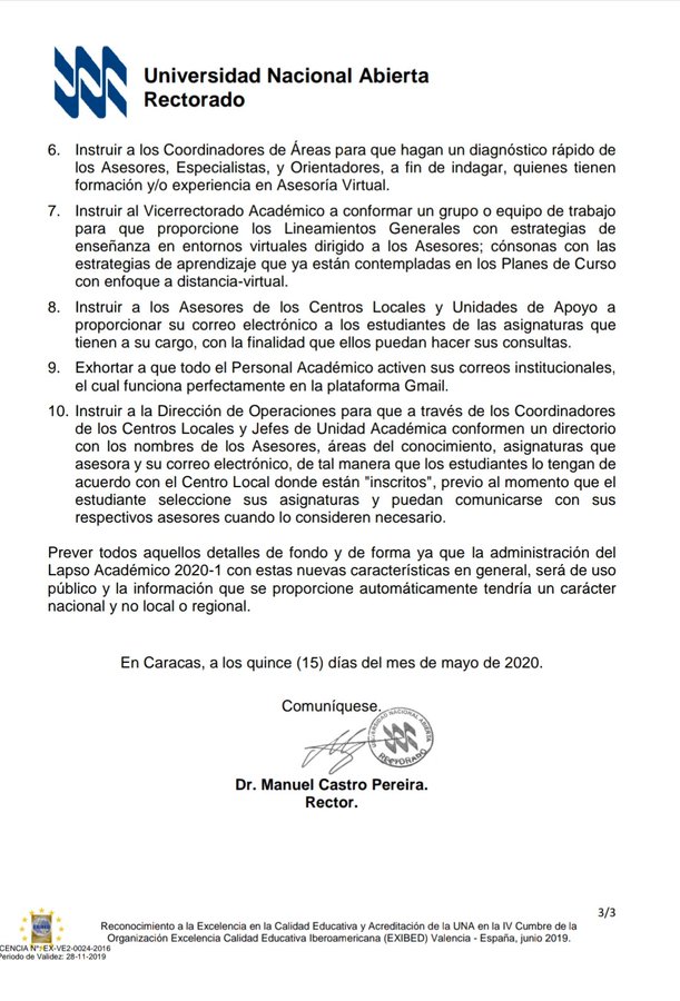 UNALARAOFICIAL's tweet photo. Resolución N° 27
#QUEDATEENCASA
#UNASOMOSTODOS
#UNALARA https://t.co/xXXnhwAIwq