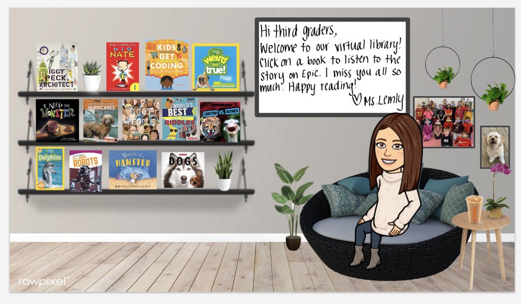 I had SO much fun creating a virtual library for my students this week. Tried to keep some normalcy for them by using my own hand writing and pictures I had on my desk at school. Can’t wait to share this with my class!