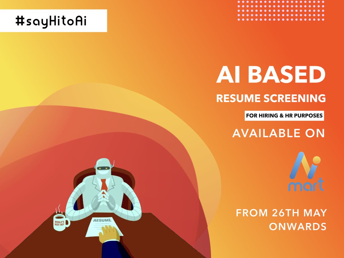 aimartweb's tweet photo. Get the perfect candidate for your job role with AI !!!
#ai #ml #resume #screening #aimart #humanresource #hr
#6_साल_देश_बदहाल #sayhitoai https://t.co/q6SJNeSC3C