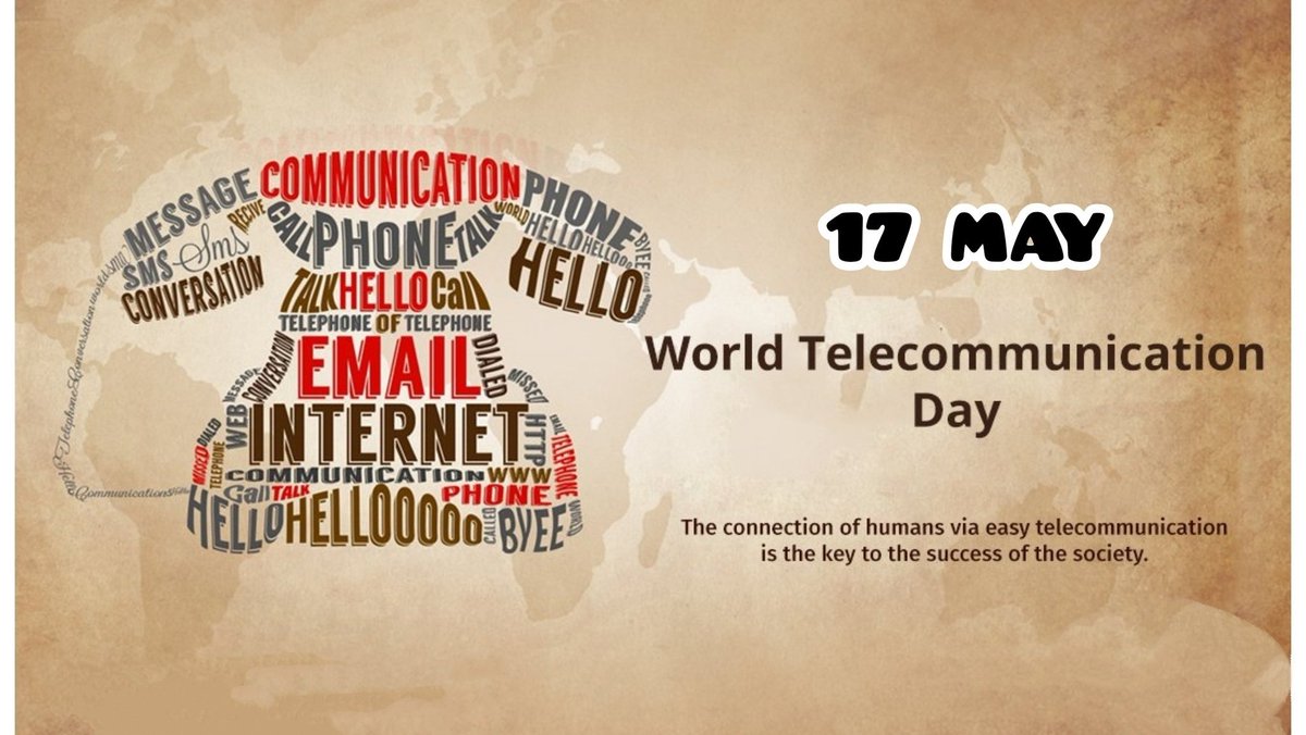 #WorldTelecommunicationDay is celebrated annually on?
- #17thMay

#WorldTelecomDay commemorate founding of Int'l Telecommunication Union in?
- 1865

The 1st Telecom Day observed in?
- 1969

The theme for #WTD 2020 is?
- 'Connect 2030: ICTs for the Sustainable Development Goals'