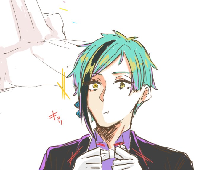 昨夜カミエッシの友達とやってた絵チャの残骸 二、三枚目はおめかしした小エビちゃんとそれを目の当たりにして思わずボウタイ締める?の図 
