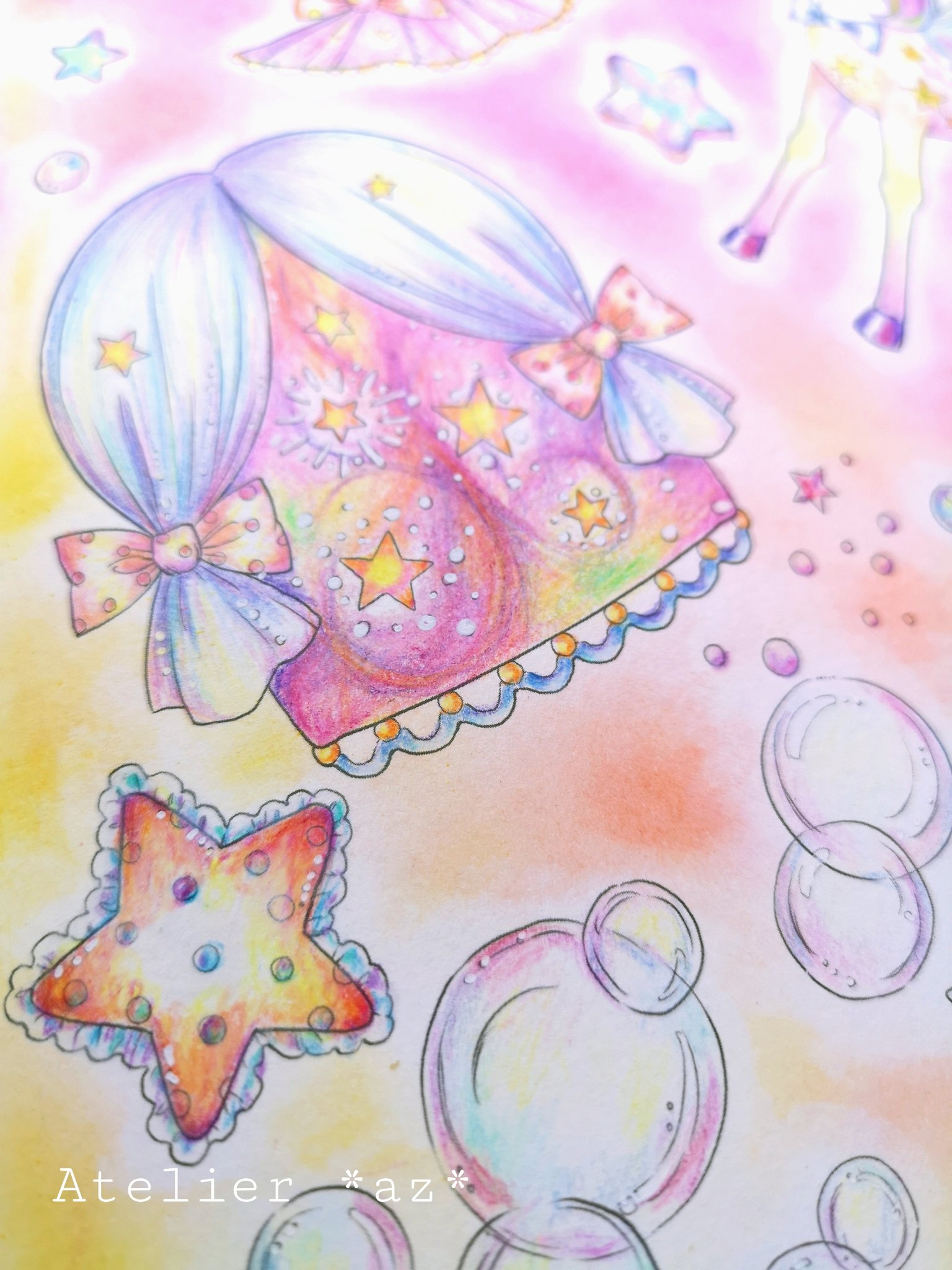 ちゃこ たけいみきさん のぬりえ完成 ペガサスはファーバーカステルの水彩色鉛筆で失敗したのでコーリンで直しました ゆめかわの雰囲気に塗りたい時にピッタリ 背景はファーバーカステルの緑缶パステル ぬりえ 大人のぬりえ 大人の塗り絵 コロ
