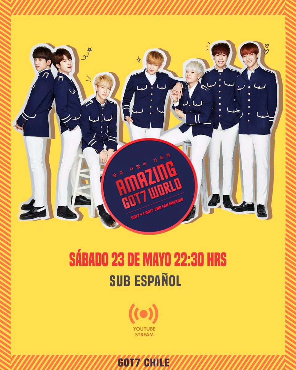 JSGOT7Chile's tweet photo. [#LiveStreamingGOT7Chile]

Empezaremos con el 1er Fanmeeting el próximo viernes 22 de mayo a las 22:30 y seguiremos con el 2do Fanmeeting el 23 de mayo a la misma hora.

#GOT7 #FanMeeting #GOT7Chile @GOT7Official https://t.co/ODDFoA3TN0