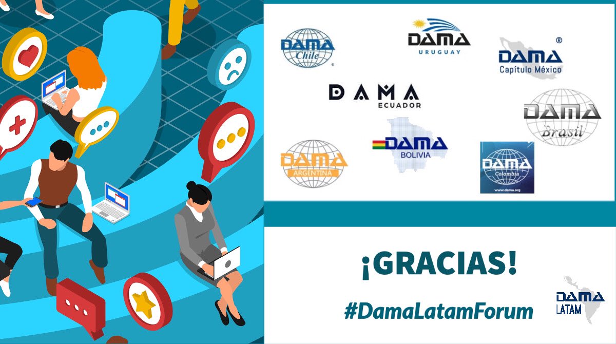 El pasado 13 de mayo inició el #DamaLatamForum con 22 ponentes de 8 países exponiendo cómo el #GobiernoDeDatos, la #ArquitecturaDeDatos la #SeguridadDeDatos y la #CalidadDeDatos ayudan a entender mejor los datos de #COVID19