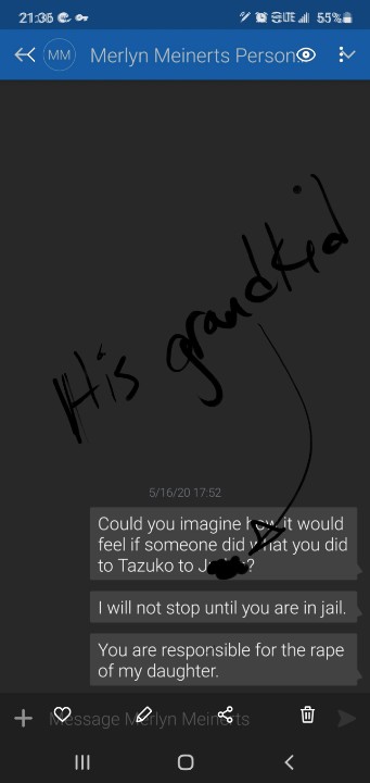 hydrofarmer15's tweet photo. Text message to @MeinertsLaw cell phone. Jail him for allowing a 4 year old to be raped. #mn #minneapolis #minnesota @mnsupremect @paulthissen #mnfamilylaw #mnbar #lawyer #uptown #childrape #rape #extortion #jailhim #coward #police @ussupremecourt your people are letting you down https://t.co/mj8qvZ060u