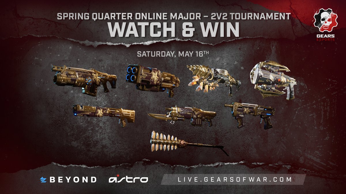 🔴 LIVE NOW: The Online Major NA/LATAM 2v2 Finals powered by <a href="/ASTROGaming/">ASTRO Gaming</a> &amp; @TeamBeyondnet 

Catch all the action at live.gearsofwar.com to complete your Desperado set and for a chance to win ASTRO goodies!