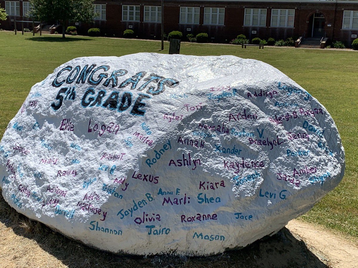 Two AWESOME 5th graders got together and painted all 88 names on our spirit rock! ❤️ #thisisRES <a href="/RES_RSSS/">Rockwell Elem NC</a>