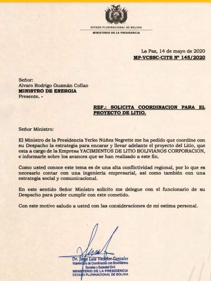 GenesisDnny's tweet photo. El #Litio es de los bolivianos y sólo un gobierno elegido democráticamente puede hacer gestiones sobre el. https://t.co/A1e3xycVXa