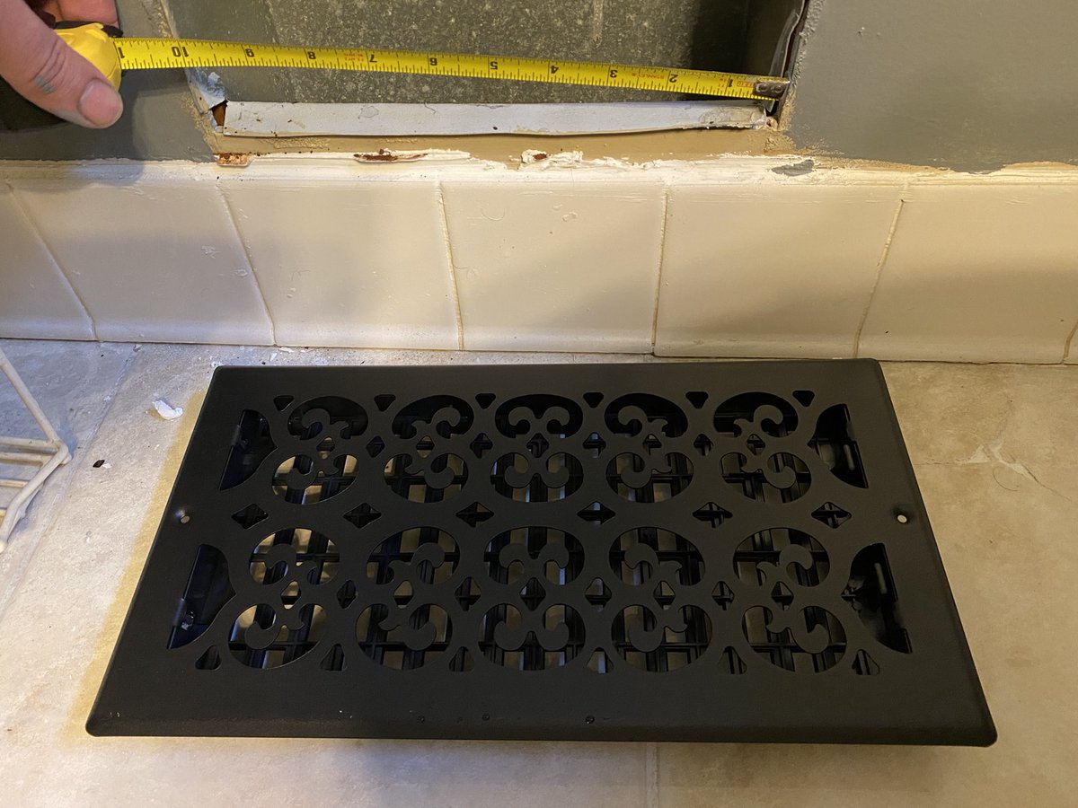 I bought this cool grate cover but instead of measuring I thought it would be find to say “this one at Lowe’s looks the same so it must be the same size” and it’s about two inches too large :(