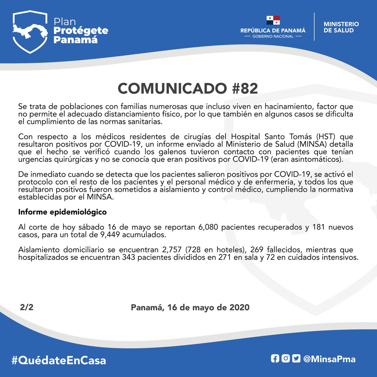 MINSAPma's tweet photo. Comunicado N° 82 #UnPanamáMejor🇵🇦 #ProtégetePanamá https://t.co/jyuFWh3njh