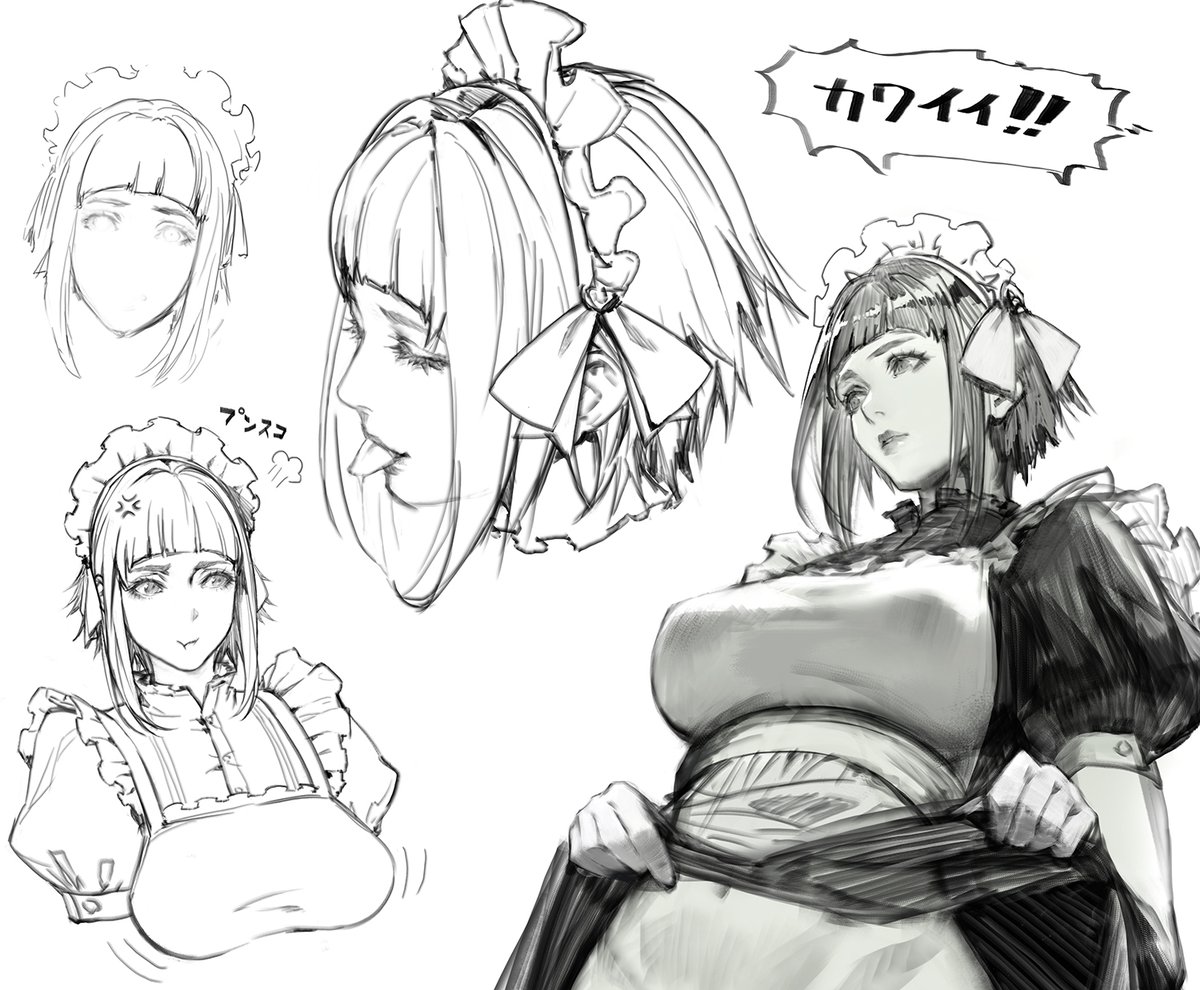 このコ気に入ったので追加で描きました。
I liked this girl so much that I drew some additional sketches. 