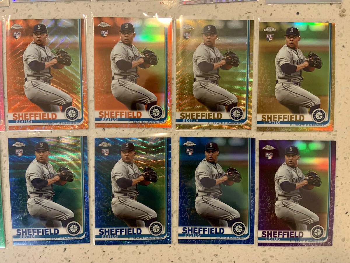 M_Bleezie13's tweet image. Got some beautiful gold refractors in the mail to help finish my @Topps #JustusSheffield rainbow 🌈... kind of sorta. Can’t find the Red refractors and I know the super sold. So I kinda did it! Missing ⚾️ like everyone else. But finished a project during quarantine. #TopSheff