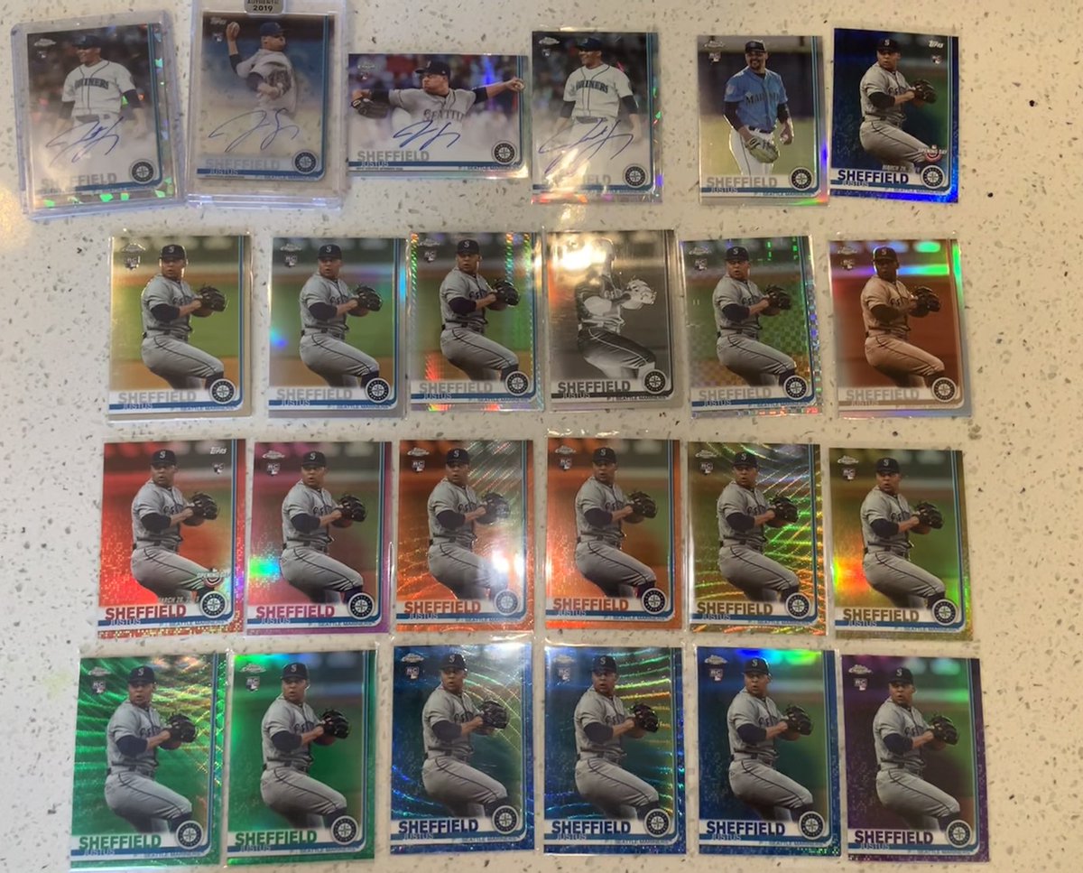 M_Bleezie13's tweet image. Got some beautiful gold refractors in the mail to help finish my @Topps #JustusSheffield rainbow 🌈... kind of sorta. Can’t find the Red refractors and I know the super sold. So I kinda did it! Missing ⚾️ like everyone else. But finished a project during quarantine. #TopSheff