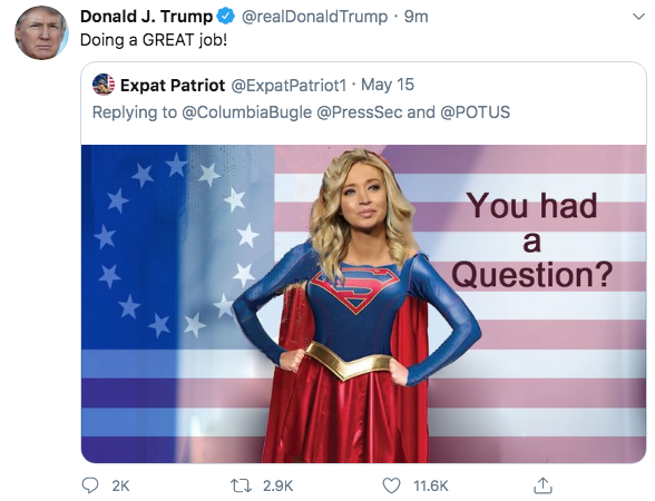 Trump this evening quote tweeted another account that's pushed QAnon content and the QAnon slogan, making it 2 QAnon accounts he's amplified for the day.