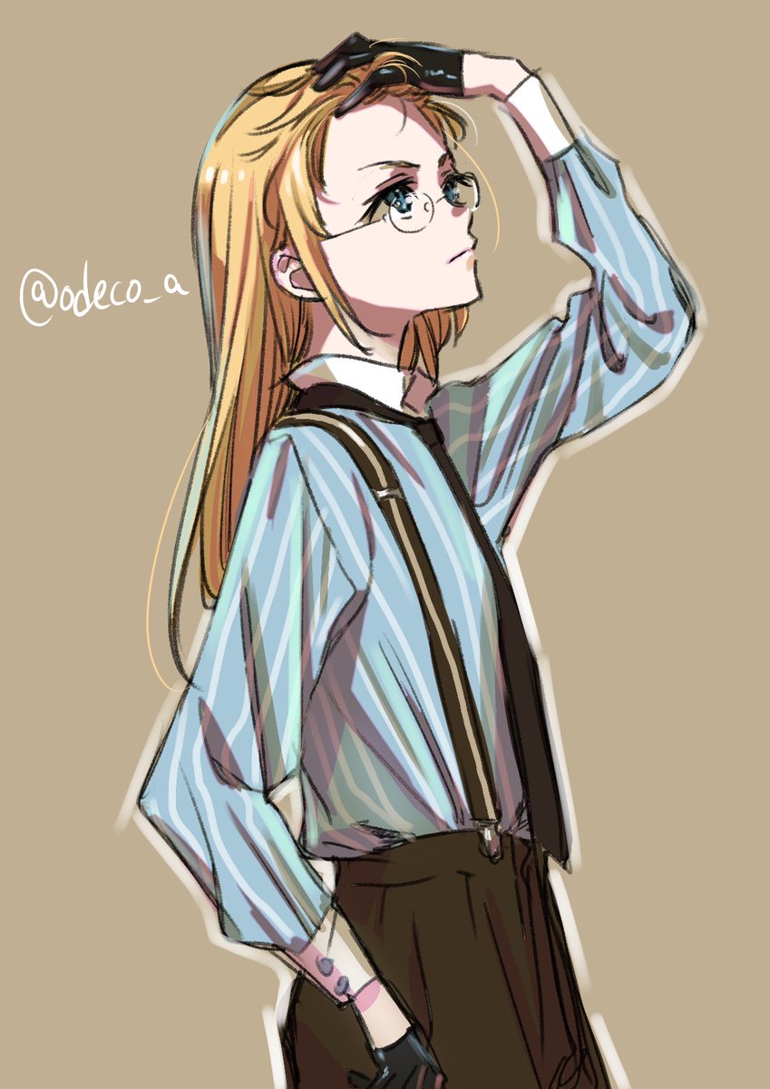 gloves solo suspenders blonde hair long hair glasses shirt  illustration images