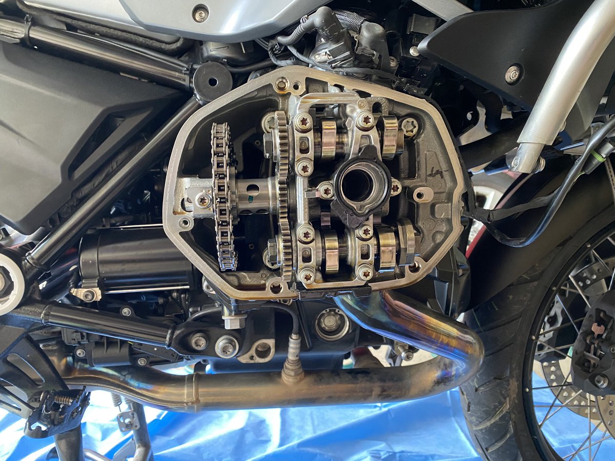 Gansemer47's tweet photo. A day of maintenance on a thing of beauty @BMWMotorradUSA #R1200GSA - thanks for a little mentoring support @RajChacko https://t.co/7qm0m1PCXH