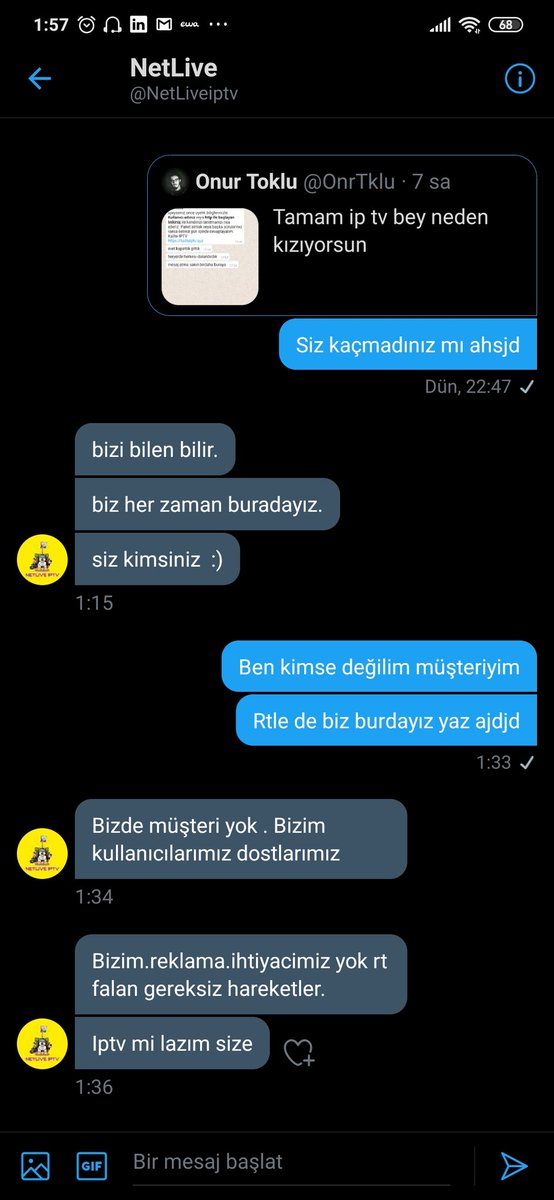 OnrTklu's tweet photo. Korona nedeniyle bütün ip tvler fazla gergin agsgsh https://t.co/nKpXFB242h