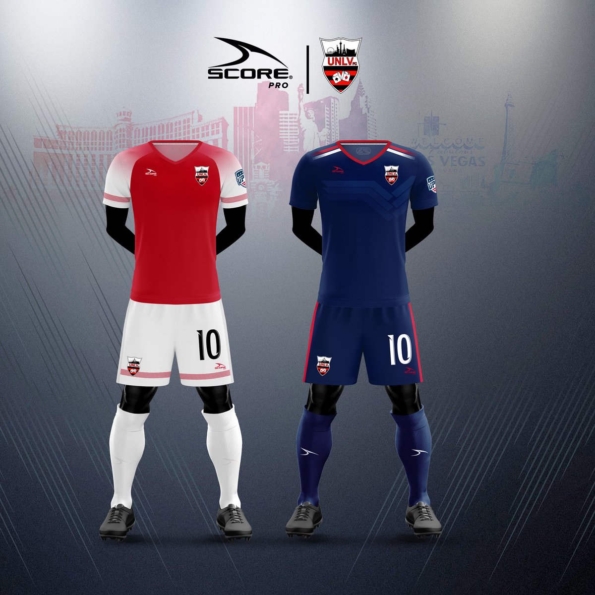 unlvfc's tweet photo. Now introducing UNLV FC’s 2020/2021 Home and Away Kits for our inaugural @upslsoccer season!
Massive thanks to @scoresports for making it happen!
Let’s Go Rebels 🔴🙏💪 #scoresports
#unlv
#unlvfc
#unlvrebels https://t.co/BJ9R35TSeu