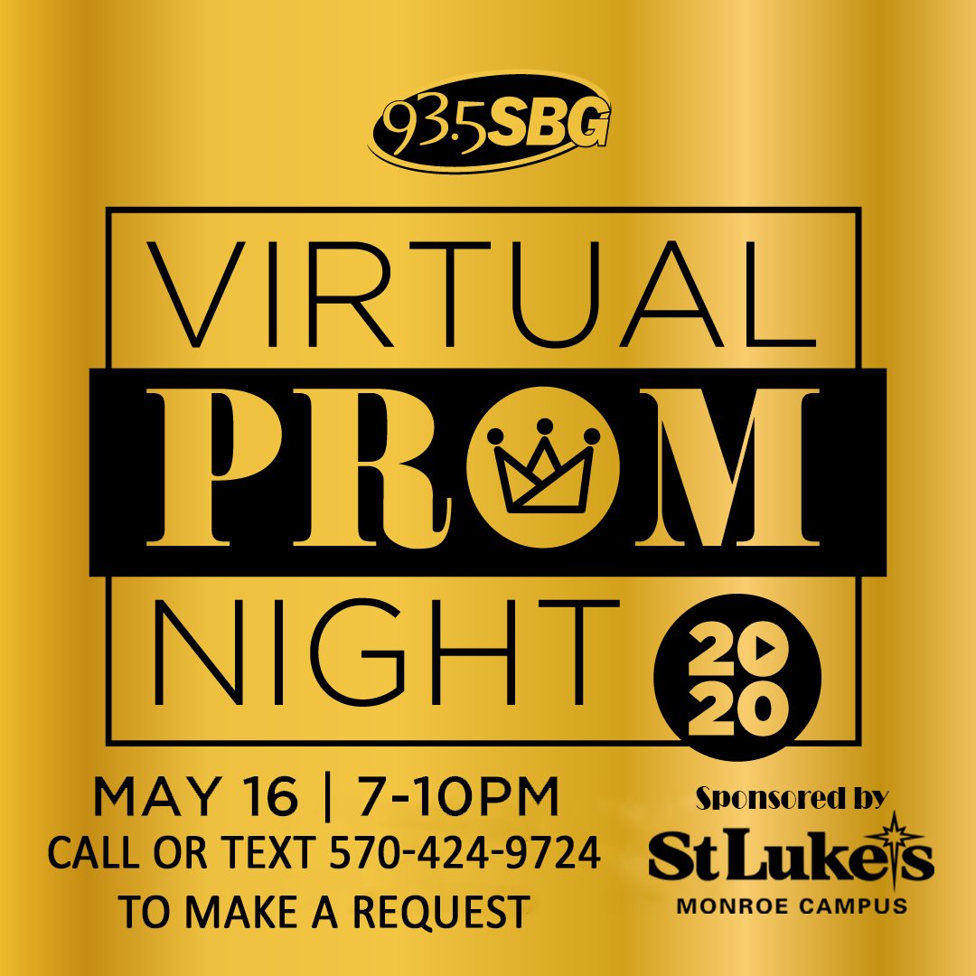 YOUR Virtual Prom kicks off now! Get your requests ready to call in or text 570-424-9724. 😎 #virtualprom2020