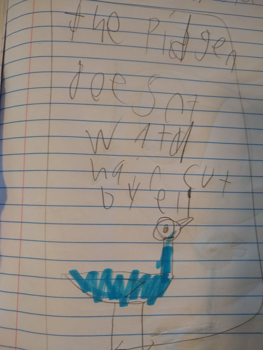 littellme's tweet photo. @The_Pigeon I cut my son's hair today and messed it up. So Eli write a story to express his feelings. https://t.co/bxbwlYskGI