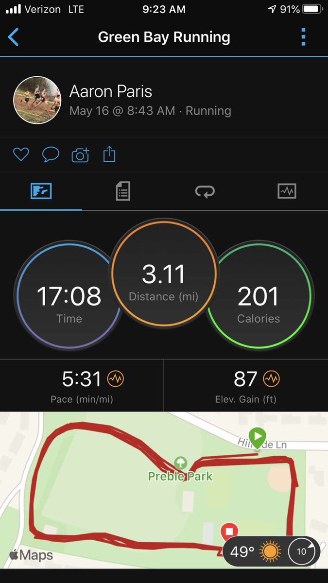 PrebleCC's tweet photo. Results from today’s Preble CC virtual runs:
1/2 Marathon - Josh Helgeson 1:19.51 at 6:06 pace! 
Coach McMahon 1:23.22 at 6:22 pace
10k - Michael Kreuser 37:09 at 5:57 pace 
5k - Aaron Paris 17:08 at 5:31 pace while on grass at Preble Park
Ethan Raye ran 4.7 miles at 5:59 pace https://t.co/FIjxvHGC7I