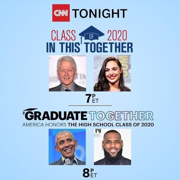 IAMCACS's tweet photo. LEBRON JAMES &amp; BARAK Obama to Deliver TV Commencement Speech for Entire Class of 2020 In addition to CNN prelude at 7pm. The one-hour special, “Graduate Together: America Honors the High School Class of 2020,” will air simultaneously on NBC, ABC, CBS and Fox on May 16 at 8 p.m. https://t.co/om6RVvBf5D