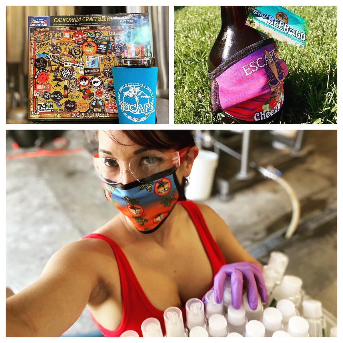 We’re stocked on handmade in #redlands Masks, hand sanitizer, USA made Ca Beer puzzles &amp; more! 
YES - bring your growlers (from any brewery!) to be filled. Please rinse empty growlers &amp; lids with hot water &amp; air dry. 🍻Cans, Crowlers, growlers ready to go home! 
Online shopping.