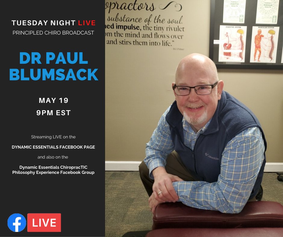 lifeprinciple's tweet photo. Join us on our Facebook Page @thedynamicessential live Tuesday May 19 at 9pm Eastern for the Tuesday Night Live Principled Chiro Broadcast with Dr Paul Blumsack.
#DE #dynamicessentials #lastingpurpose #lifeprinciple #chiropractic #bandofbrothers #nothingisbiggerthanlife https://t.co/qHFnRVfWAA
