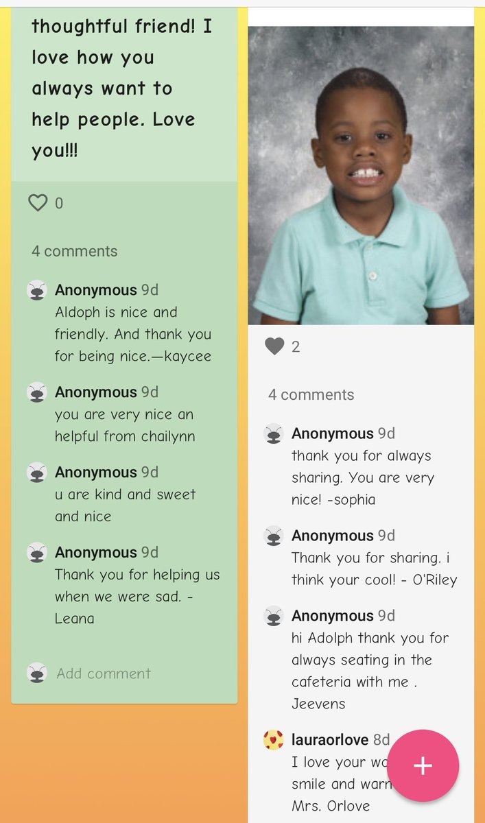 Miss_Battista's tweet photo. Our #MorningMeeting compliment circles have gone virtual! Each day I post a @padlet page for my kiddos to leave nice notes for their friends ❤️ @selpbc #sel #FullBucketFriday https://t.co/7DvRl369V6