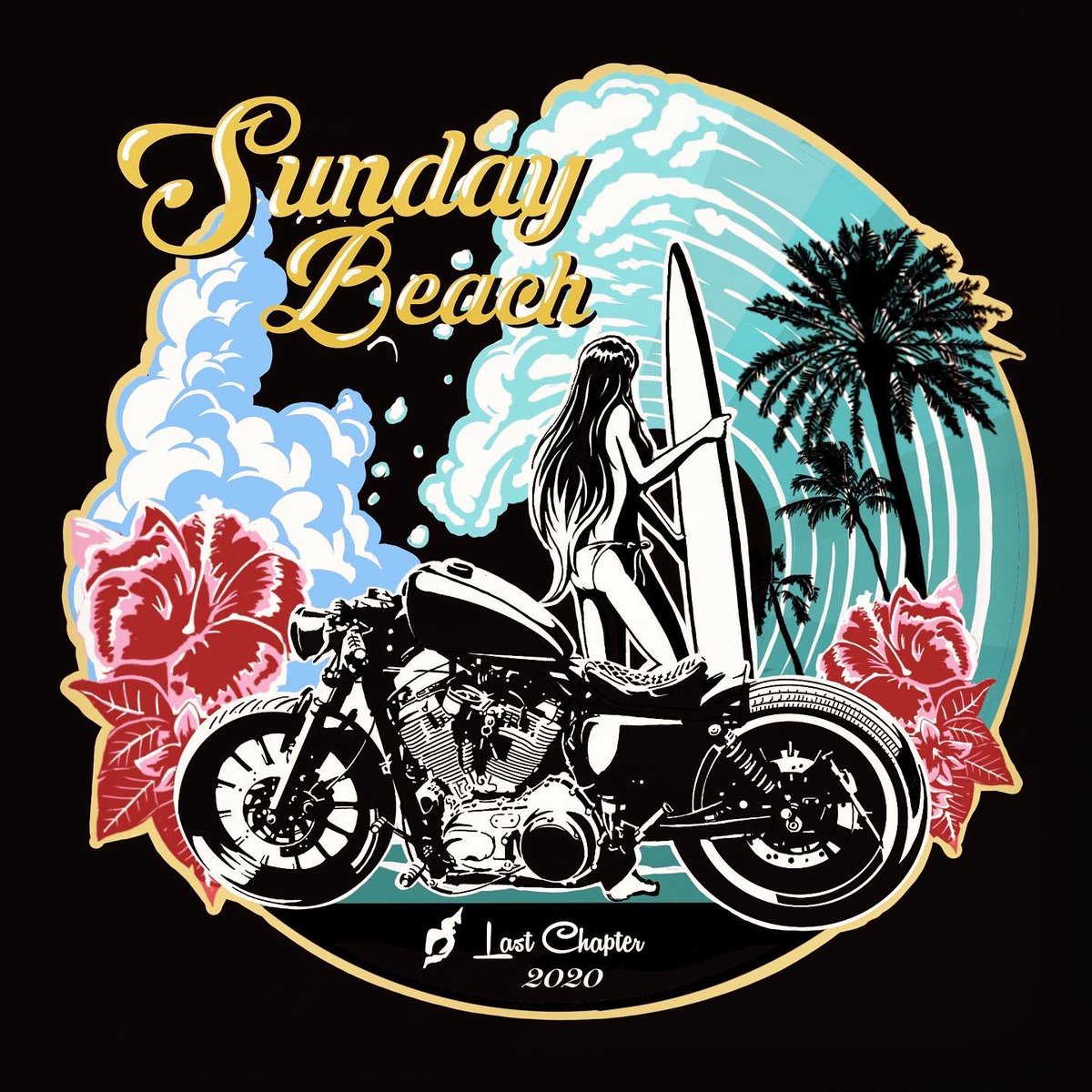 Tsujigaiton バイクイラスト Sunday Beach 夏が好きです イラスト 夏 ハーレーダビッドソン バイクイラスト