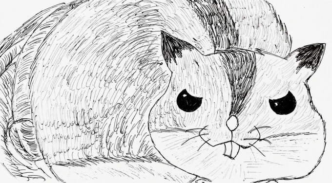 ようやく来たでござるか!
侵入者ども!!!

#ボールペン画 
#模写
#オーバーロード
#ハムスケ 