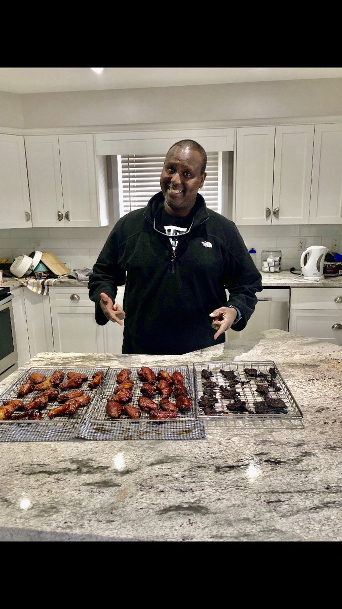 Joeyus's tweet photo. Tonightโs iftar from the Bradley smoker: Two kinds of rub chicken wings and beef jerky. Sides will include spinach salad with homemade garlic and lemon dressing ~ #HappyVictoriaDayWeekend~ https://t.co/984uA0Nlf1